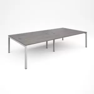 Image of Connex Double Back to Back Office Desk - 3200mm x 1600mm - White - Grey Oak