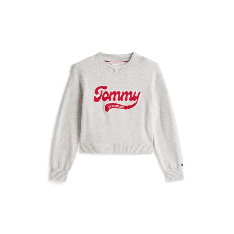 Image of Tommy Hilfiger Kids Logo Crew-Neck Sweatshirt Lt Grey Heather female 11-12 (L)