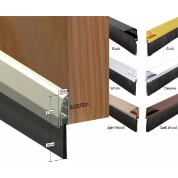 Image of Concealed Door Bottom Brush draught excluder - Black, 838mm