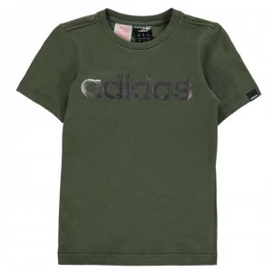 Image of adidas Linear Foil T Shirt Junior Boys - RawKhaki/Silver