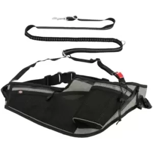 Image of Dog Jogging Belt with Leash Grey and Black TRIXIE - Black