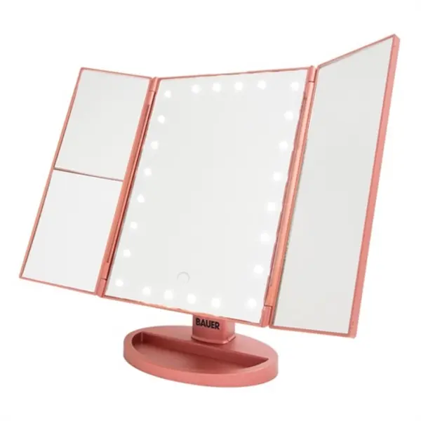 Image of Bauer LED Foldable Mirror - Rose Gold