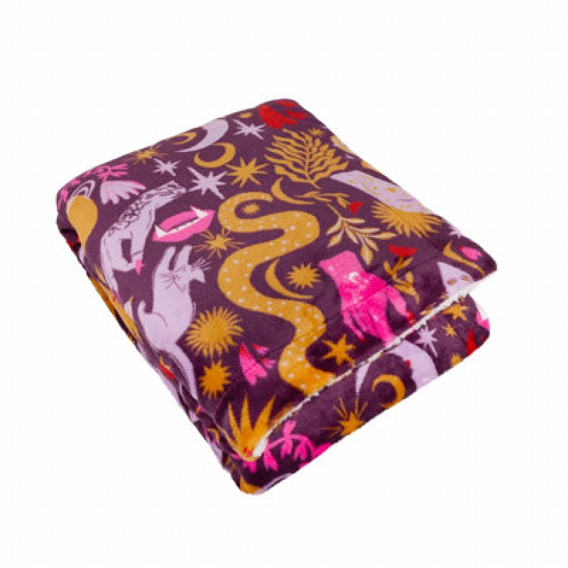 Image of Furn Furn Enchanted Printed Fleece Throw in Pink Size: 130cm x 180cm Pink 130cm x 180cm Unisex 5025532352996