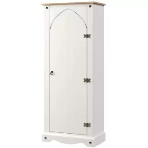 Image of Vestry Cupboard Pine Living Room Home Furniture White Painted Storage Shelves