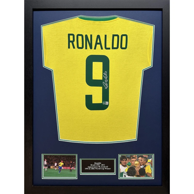 Image of AllStarSignings Ltd Ronaldo Signed Brazil shirt (Nazario) Yellow unisex One Size