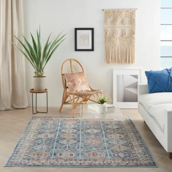 Image of Quarry QUA15 Blue Multi 114cm x 175cm Rectangle - Blue and Multicoloured