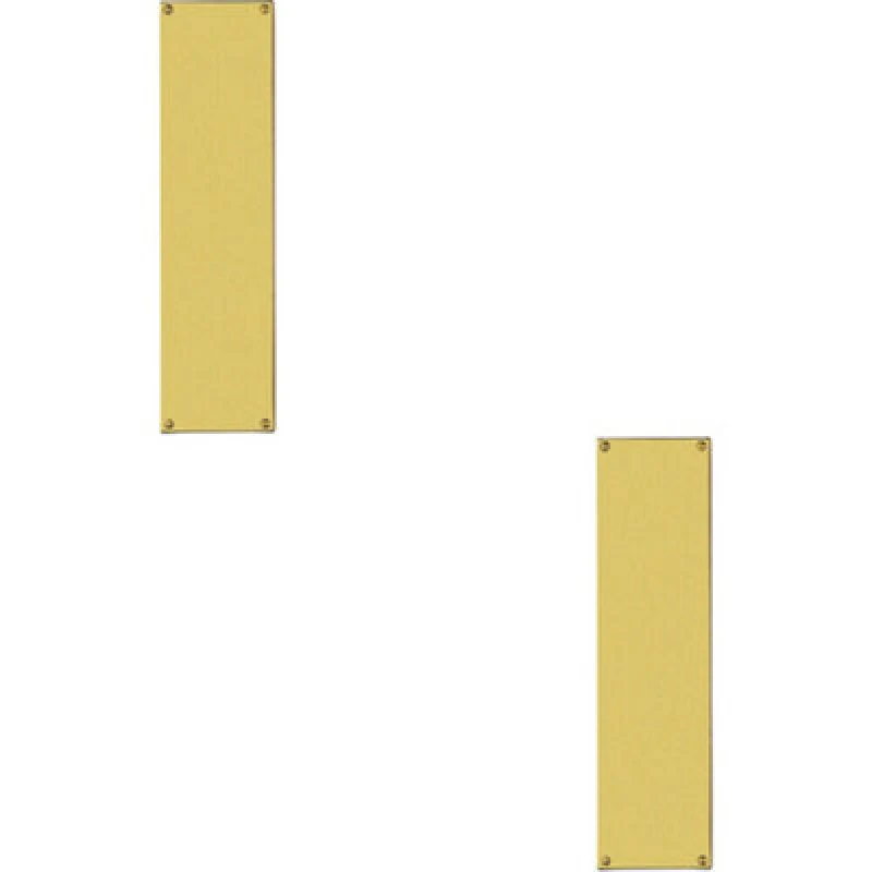 Image of Loops 2x Flat 1.5mm Door Finger Plate 304 x 77mm Polished Brass Protective Push Plate Metallics