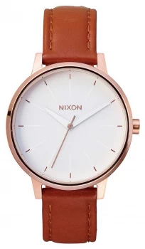 Image of Nixon Kensington Leather Rose Gold / White Brown Leather Watch