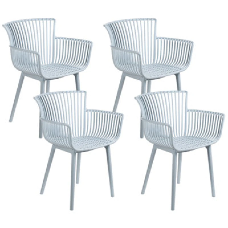 Image of Beliani Set Of 4 Garden Chairs Pesaro Light Blue