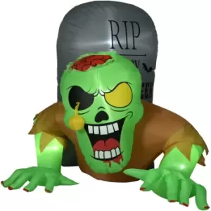 Image of HOMCOM 5FT Halloween Inflatable Ghost, Blow Up Garden Decorations LED Decor - Green