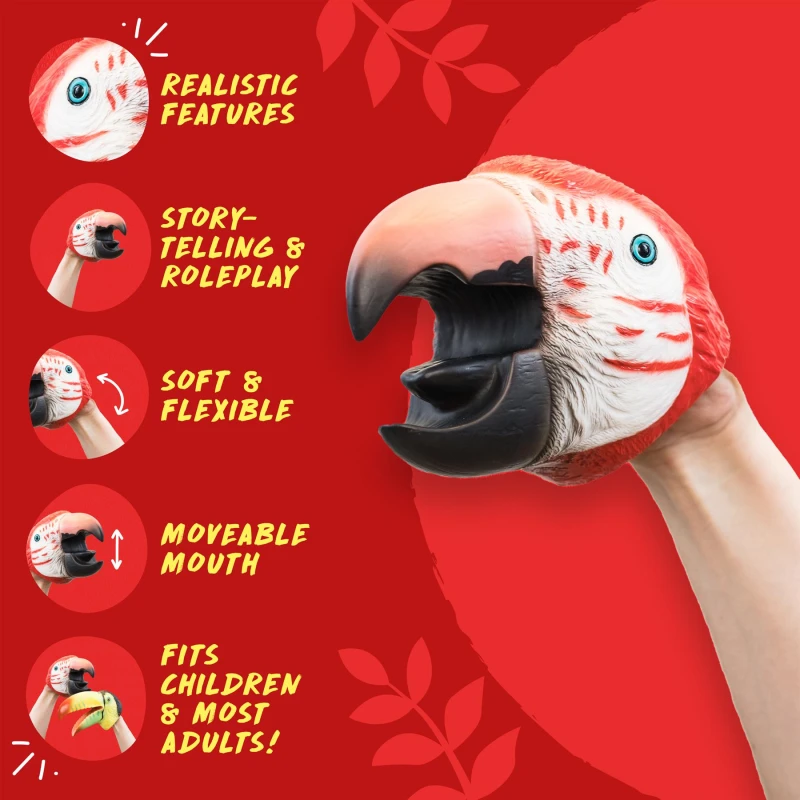 Image of Wild Thingz Hand Puppet - Red Macaw Multi unisex