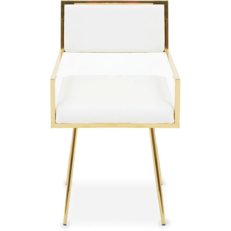 Image of Fifty Five South Azalea Ivory Faux Leather Dining Chair Gold unisex One Size