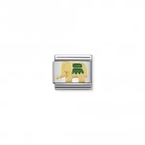 Image of Nomination Composable Classic th Animals Enamel Gold Green Elephant Link 030212/20
