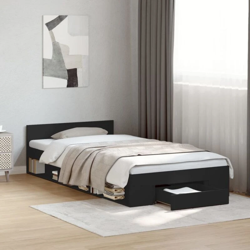 Image of VIDAXL Bed Frame with Drawer without Mattress Black 75x190cm Small Single Vidaxl 3280805