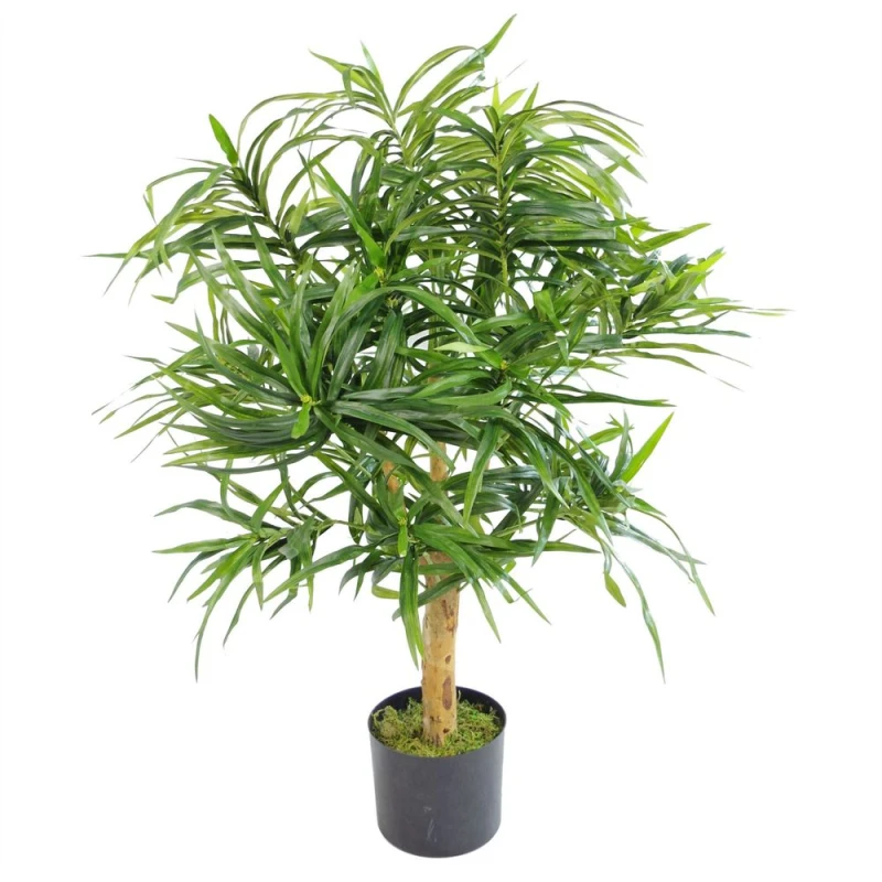 Image of Leaf Artificial Ficus Tree Plant Green Dracaena 100cm Natural Wood Trunk Realistic Botanik Green