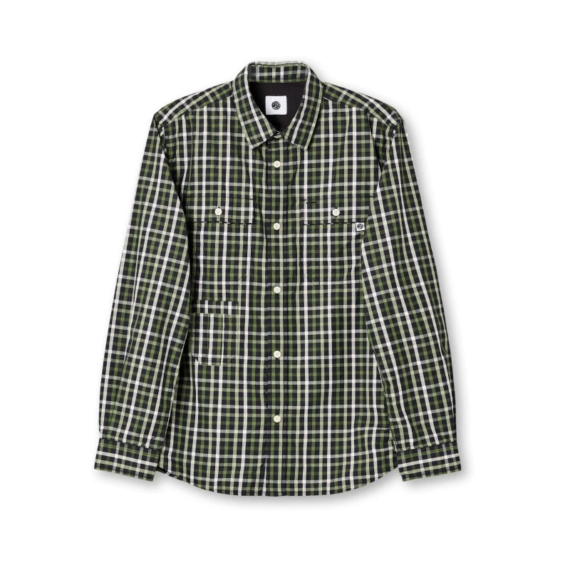 Image of Pretty Green Mens Pelton Check Long-Sleeve Patterned Shirt Black male Small