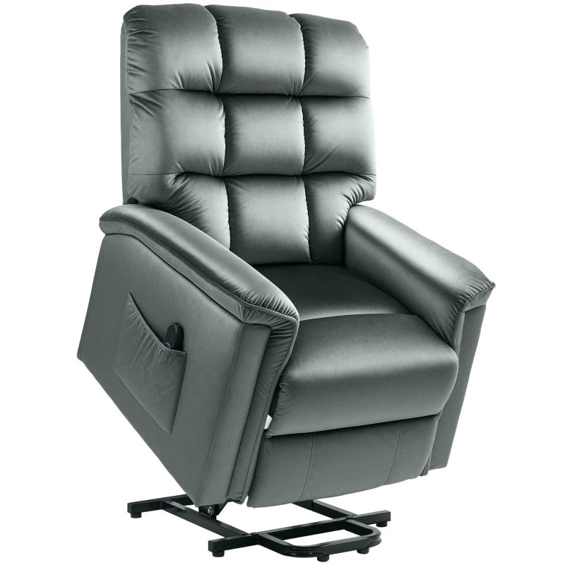 Image of HOMCOM Power Lift Recliner Chair for Elderly w/ Remote Control, Dark Grey Dark Grey