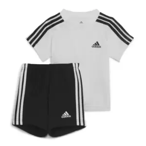 Image of adidas 3 Stripes Shorts and Top Set Infants - White
