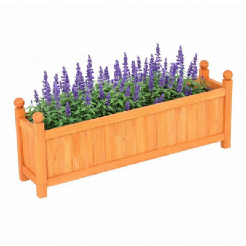 Image of Oypla Large Wooden Rectangular Flower Planter Brown unisex