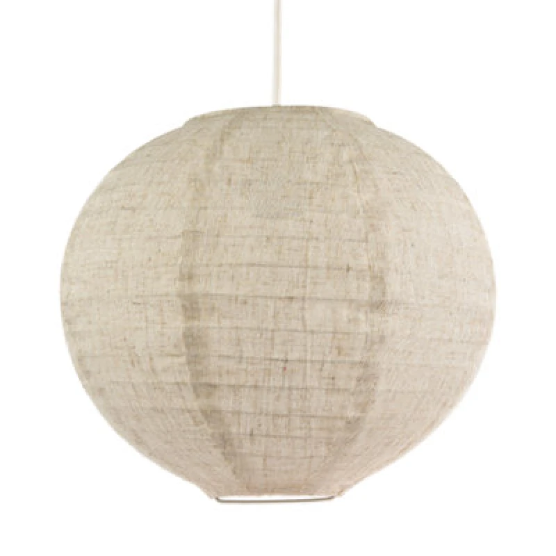 Image of Happy Homewares Modern Natural Linen Fabric Oatmeal Spherical Pendant Lighting Shade