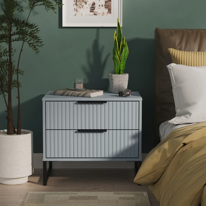 Image of Ready Assembled 2 U Menai 2 Drawer Side Table (Ready Assembled) in Light Blue Size: Small Light Blue Unisex Small