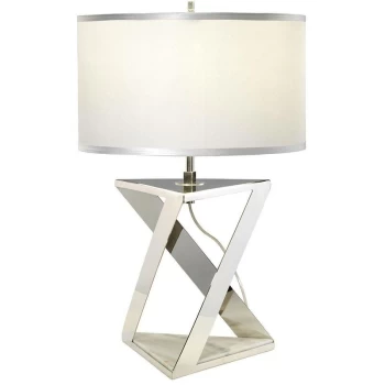 Image of Aegeus - 1 Light Table Lamp White, Polished Nickel, E27 - Elstead