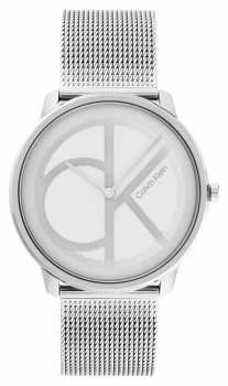 Image of Calvin Klein 25200027 Silver and White CK Dial Steel Mesh Watch