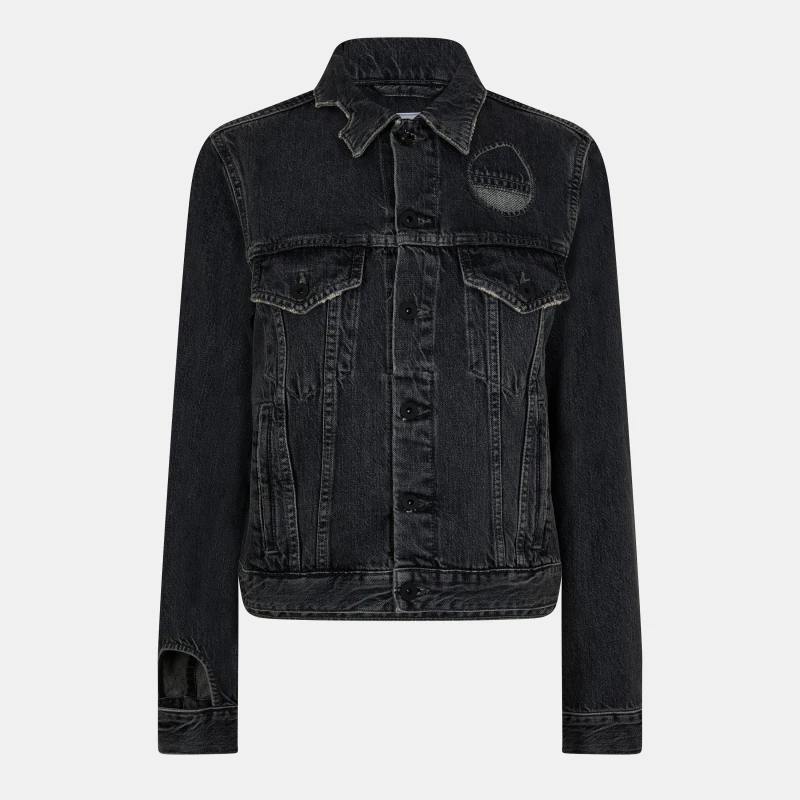 Image of Off White Womens Denim Jacket Dark Grey female 4 (3XS)