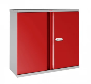 Image of SCL Series SCL0891GRE 2 Door 1 Shelf Steel Storage Cupboard Grey Body & Red Doors with Electronic Lock