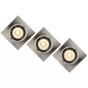 Image of Lucide FOCUS - Recessed Downlight - LED Dim. - GU10 - 3x5W 3000K - Satin Chrome - Set of 3