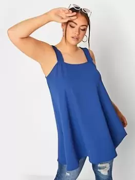 Image of Yours Shirred Strap Cami Blue Size 18, Women