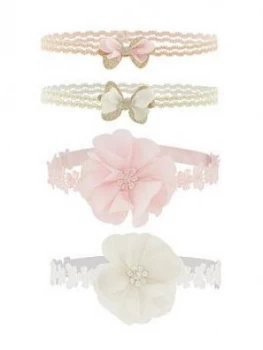 Image of Monsoon Baby Girls 4 Pack Shimmer Head Band Set - Multi