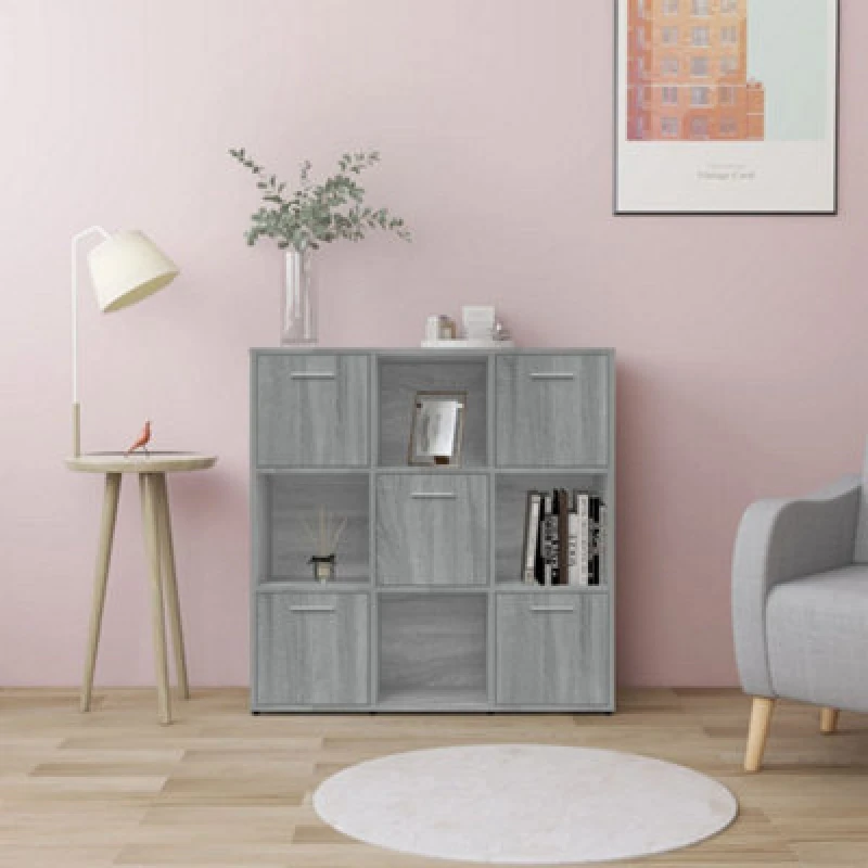 Image of vidaXL Book Cabinet Grey Sonoma 90x30x90cm Engineered Wood, Grey 815550