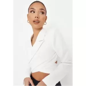 Image of Missguided Wrap Cropped Blazer - White