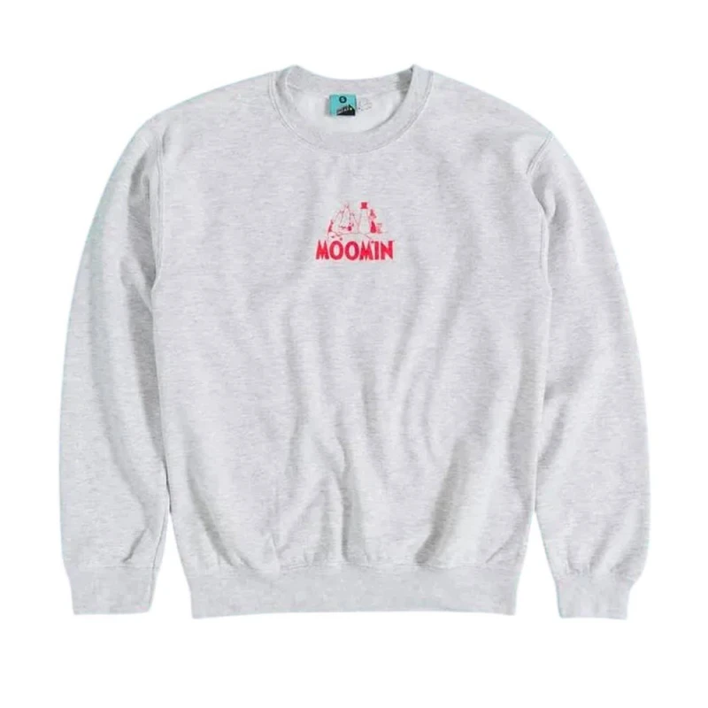 Image of Moomin Mens Adventure Back Print Sweatshirt in Grey Size: Medium Grey Male M
