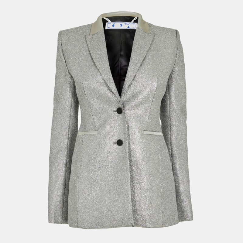 Image of Off White Womens Tailored Suit Jacket Silver female 4 (3XS)