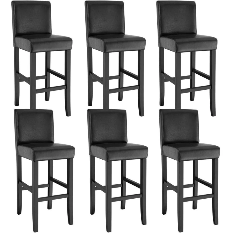 Image of tectake Bar Stool Dover Black Set Of 6 Black Unisex