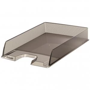 Image of Esselte Europost A4 Letter Tray, Transparent Smoked Grey - Outer