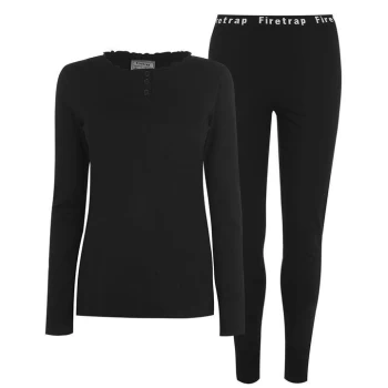 Image of Firetrap Logo Pyjama Set Ladies - Black A line