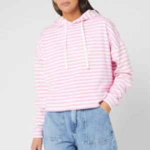 Image of Tommy Jeans Womens TJW Stripe Hoody - Pink Daisy/White - S