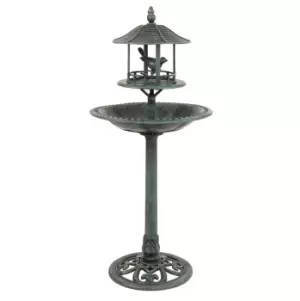 Image of Ornamental Garden Bird Bath & Sheltered Bird Feeding Table