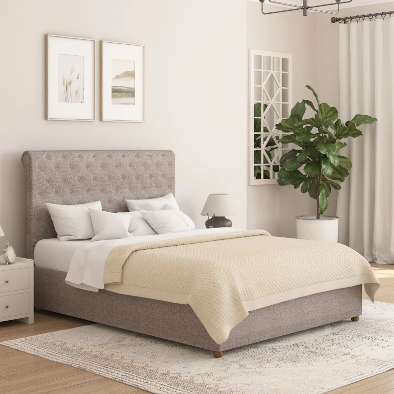 Image of Aspire Aspire Taylor Ottoman Storage Bed Frame in Saxon Twill Fabric in Grey Size: Single Grey Single Unisex 5057632298904