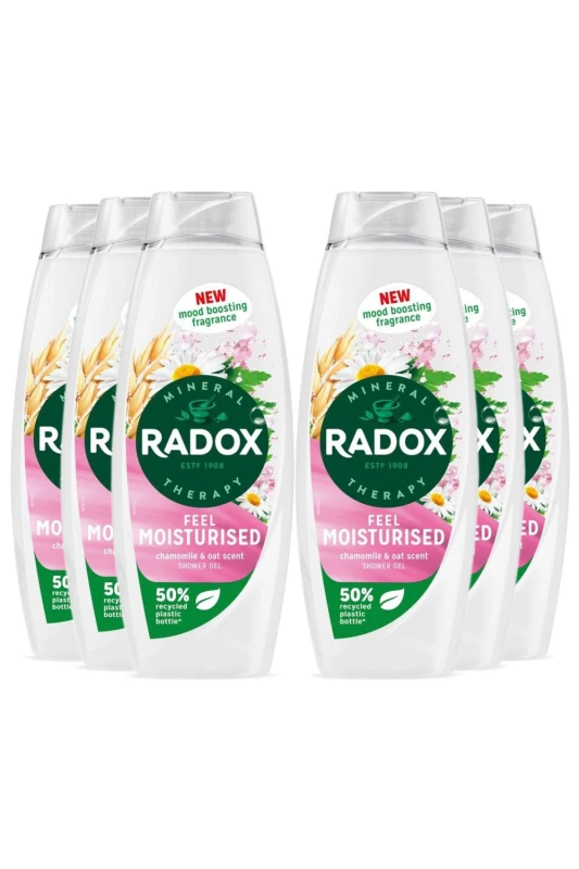 Image of Radox Mineral Therapy 'Shower Gel' Feel Moisturised Mood Boosting, 6 x 450ml White unisex