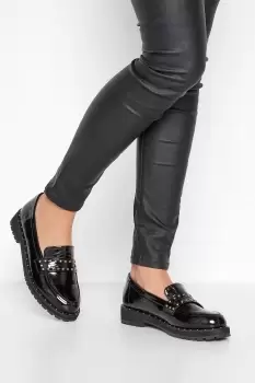 Image of Patent Studded Loafers