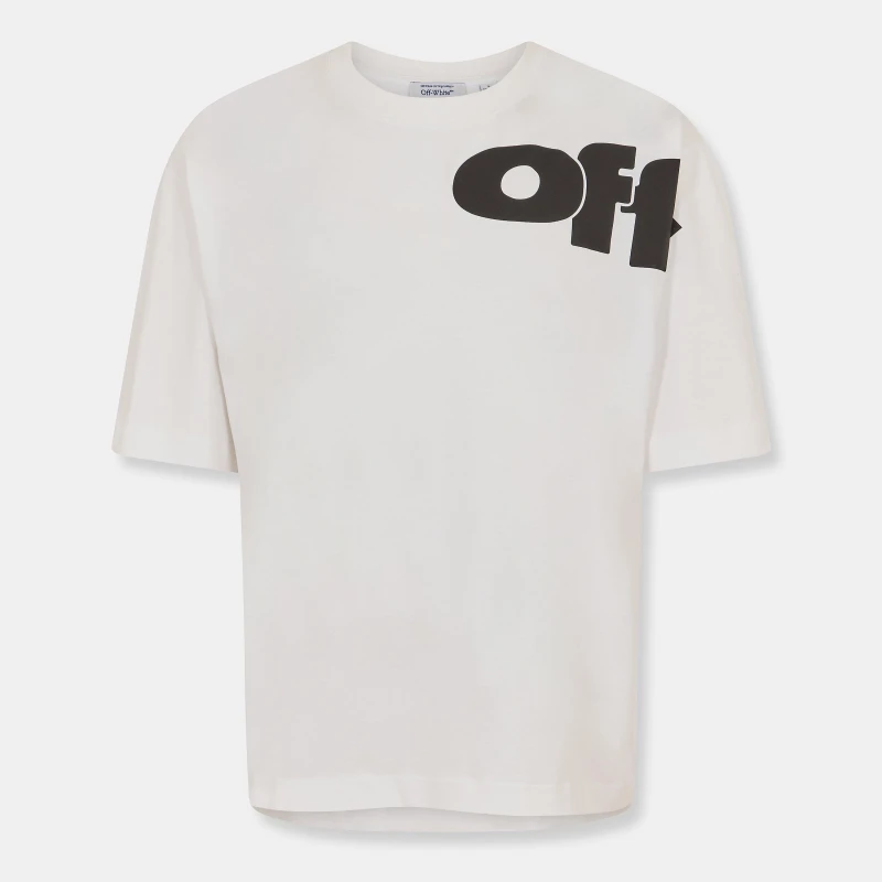 Image of Off White Mens Logo Skate T-Shirt White-Black male XS