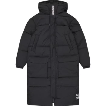 Image of Calvin Klein Jeans Padded Long Line Parka Jacket - Black BEH