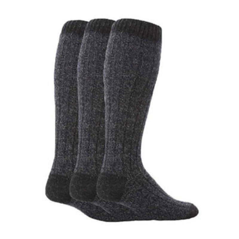 Image of Workforce 3 Pack Mens Ribbed Knee High Wool Knit Boot Socks - 6-11 - Wfh0035Nvy