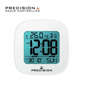 Image of Precision Radio Controlled Digital Alarm Clock - White