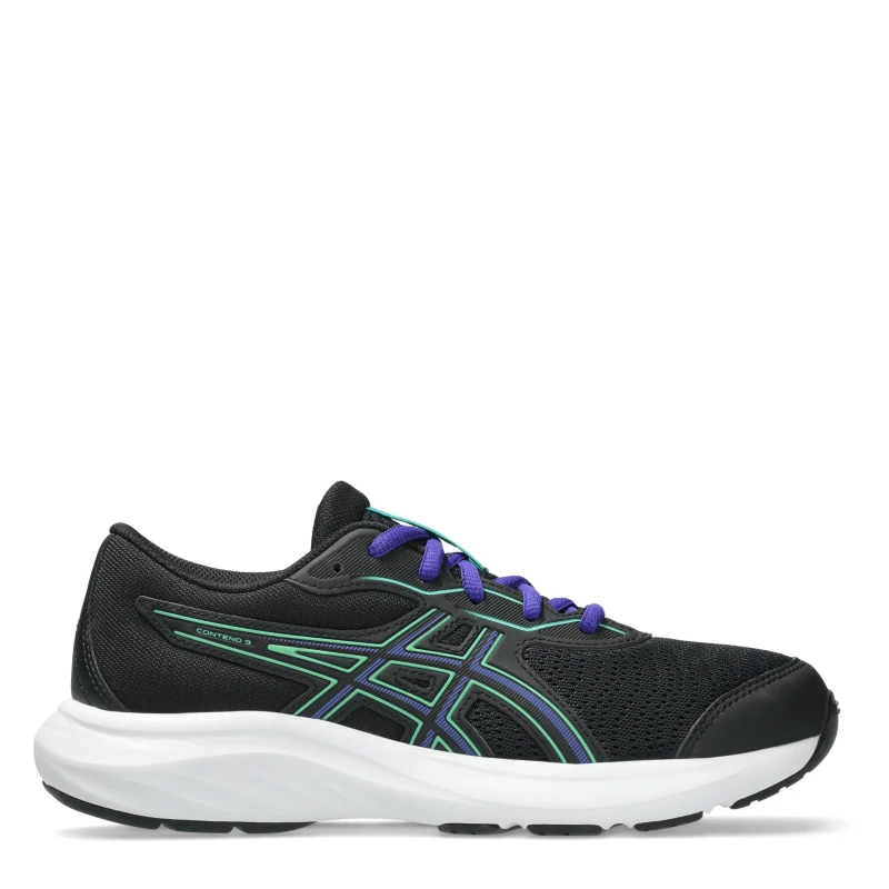 Image of Asics ASICS Contend 9 GS Kids Road Running Shoes Black/Vital Grn unisex 3 (36)