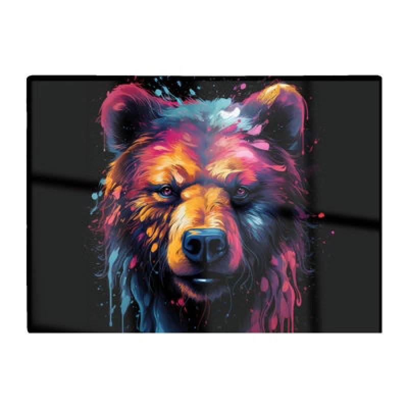 Image of Warren Reed Designer Splashart Bear Face Glass Chopping Board